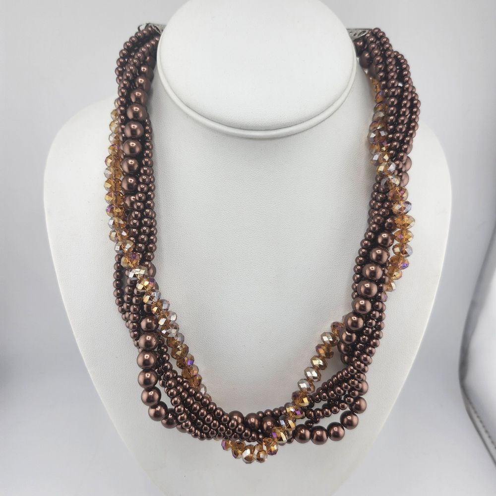 Multistrand Bronze Color Bead‎ Necklace